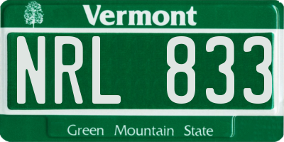 VT license plate NRL833