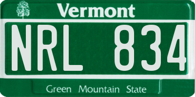 VT license plate NRL834