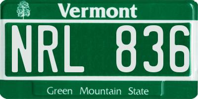 VT license plate NRL836