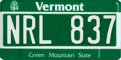 VT license plate NRL837