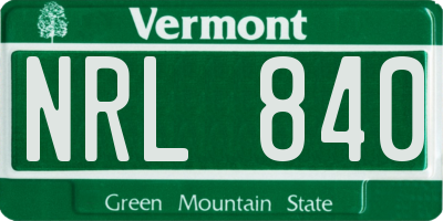 VT license plate NRL840