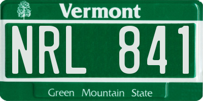 VT license plate NRL841