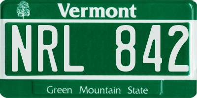 VT license plate NRL842