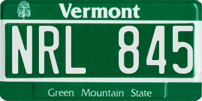 VT license plate NRL845