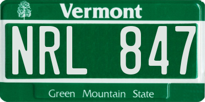 VT license plate NRL847
