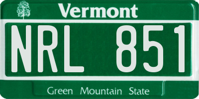 VT license plate NRL851