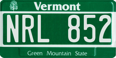 VT license plate NRL852