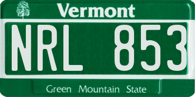 VT license plate NRL853