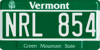 VT license plate NRL854