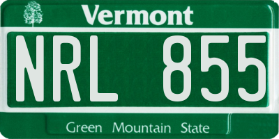 VT license plate NRL855