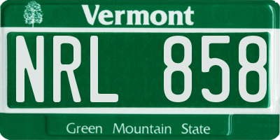 VT license plate NRL858