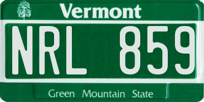 VT license plate NRL859