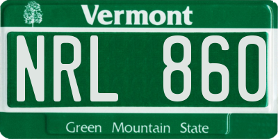VT license plate NRL860