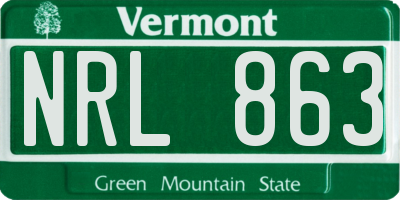VT license plate NRL863