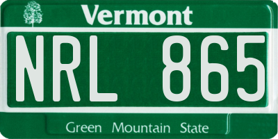 VT license plate NRL865