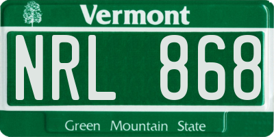 VT license plate NRL868