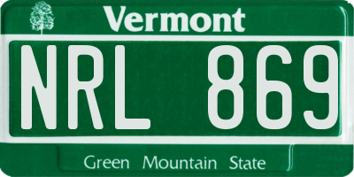VT license plate NRL869