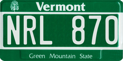 VT license plate NRL870