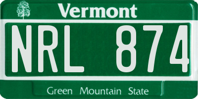 VT license plate NRL874