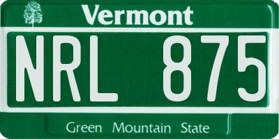 VT license plate NRL875