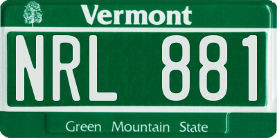 VT license plate NRL881