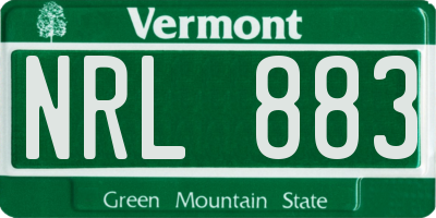 VT license plate NRL883