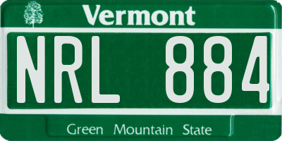 VT license plate NRL884