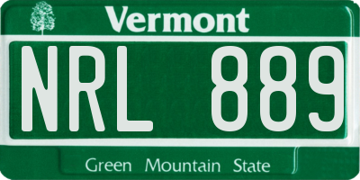 VT license plate NRL889
