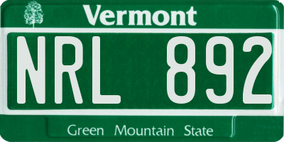 VT license plate NRL892