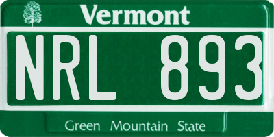 VT license plate NRL893