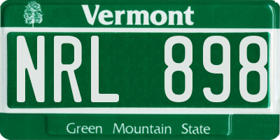 VT license plate NRL898