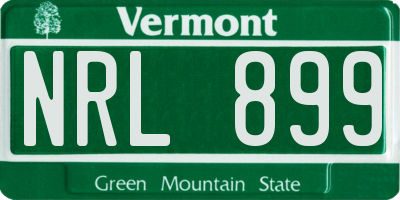VT license plate NRL899
