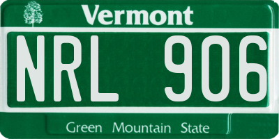 VT license plate NRL906