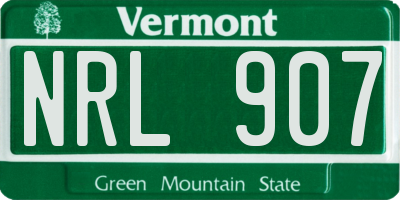 VT license plate NRL907