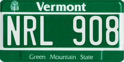 VT license plate NRL908