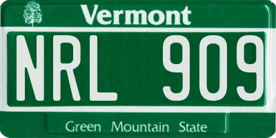 VT license plate NRL909