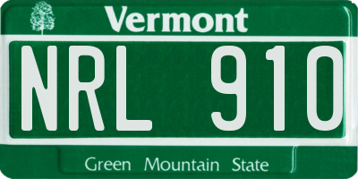 VT license plate NRL910