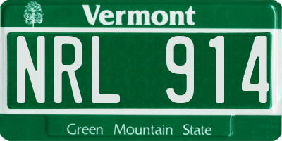 VT license plate NRL914