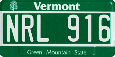VT license plate NRL916