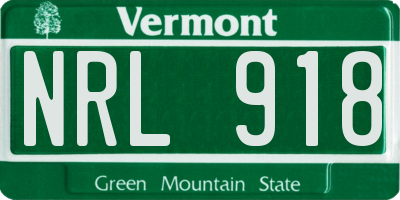 VT license plate NRL918