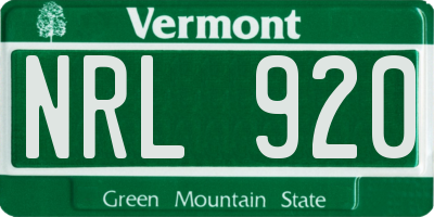 VT license plate NRL920