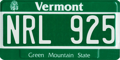 VT license plate NRL925