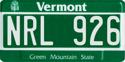 VT license plate NRL926