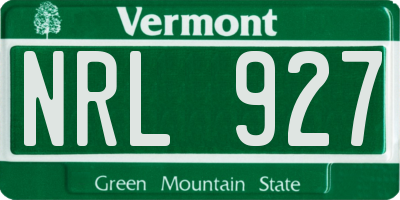 VT license plate NRL927