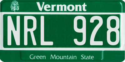 VT license plate NRL928