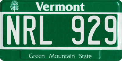 VT license plate NRL929