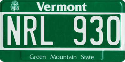 VT license plate NRL930
