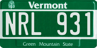 VT license plate NRL931