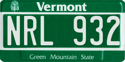 VT license plate NRL932