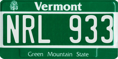 VT license plate NRL933